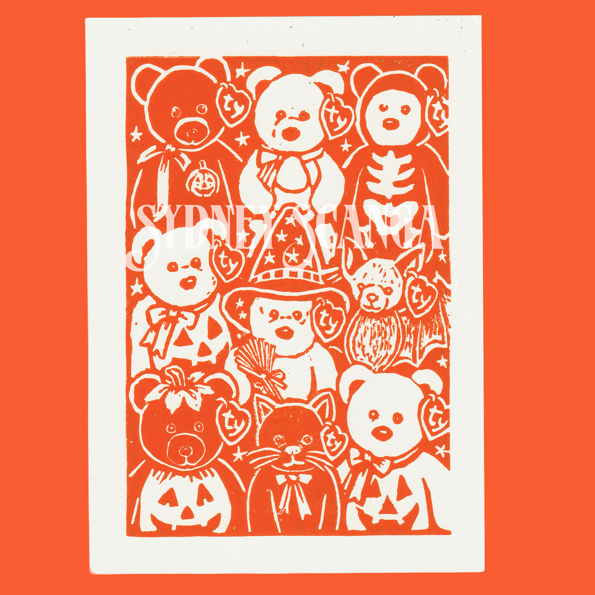Beanie Baby Greeting Card (Linocut Reproduction)