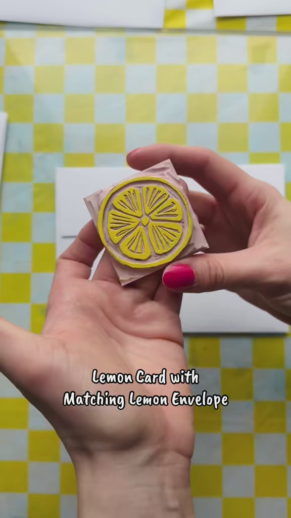 Lemon Linocut Card with Matching Envelope