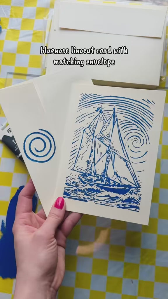 Bluenose Linocut Card with Matching Envelope