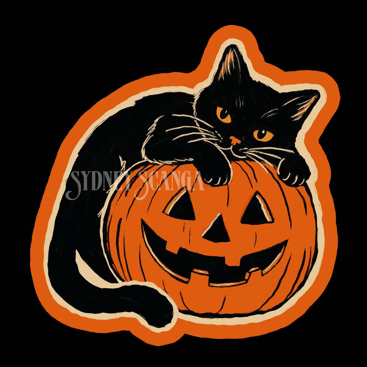Black Cat and Jack-o’-lantern Sticker
