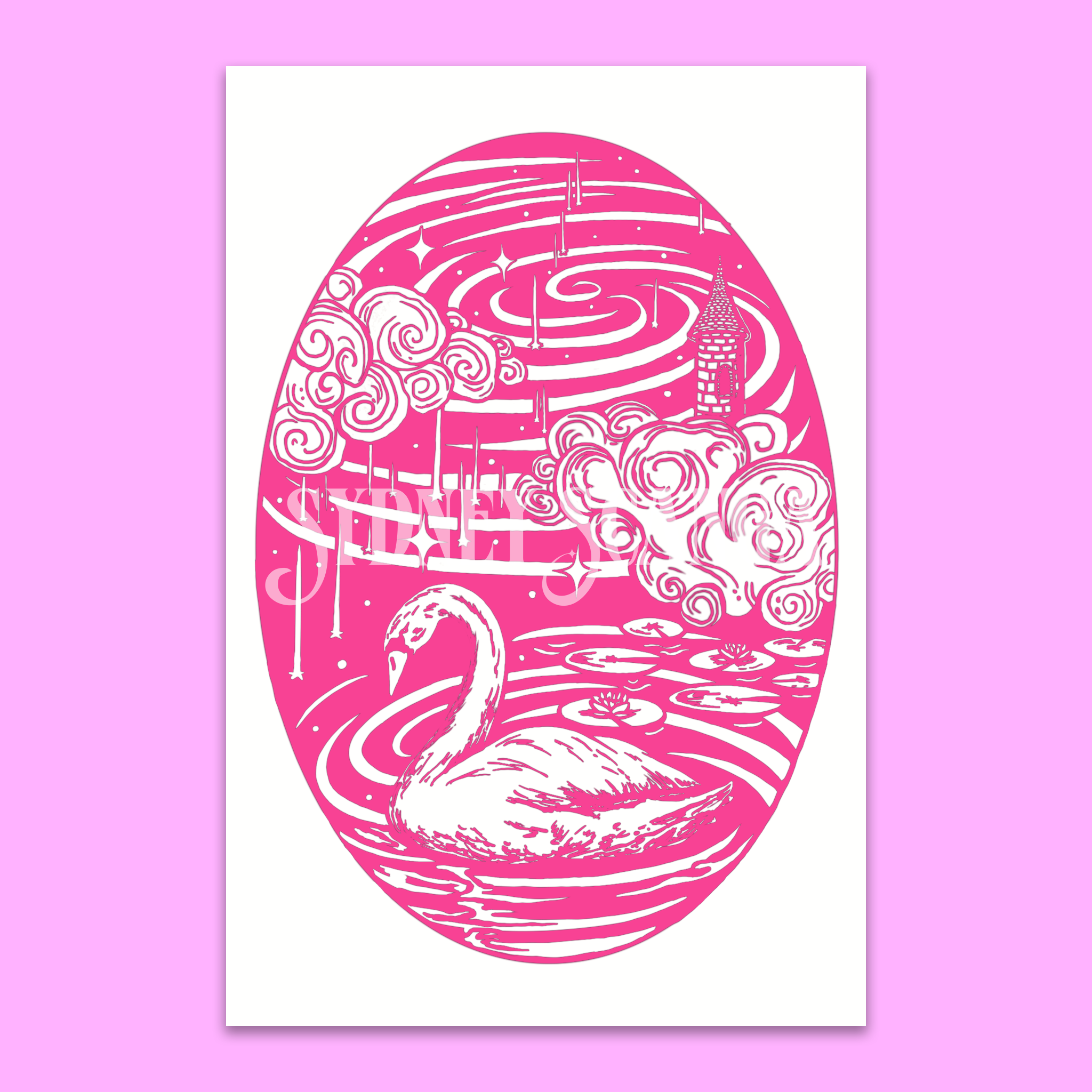 Swan Linocut Print