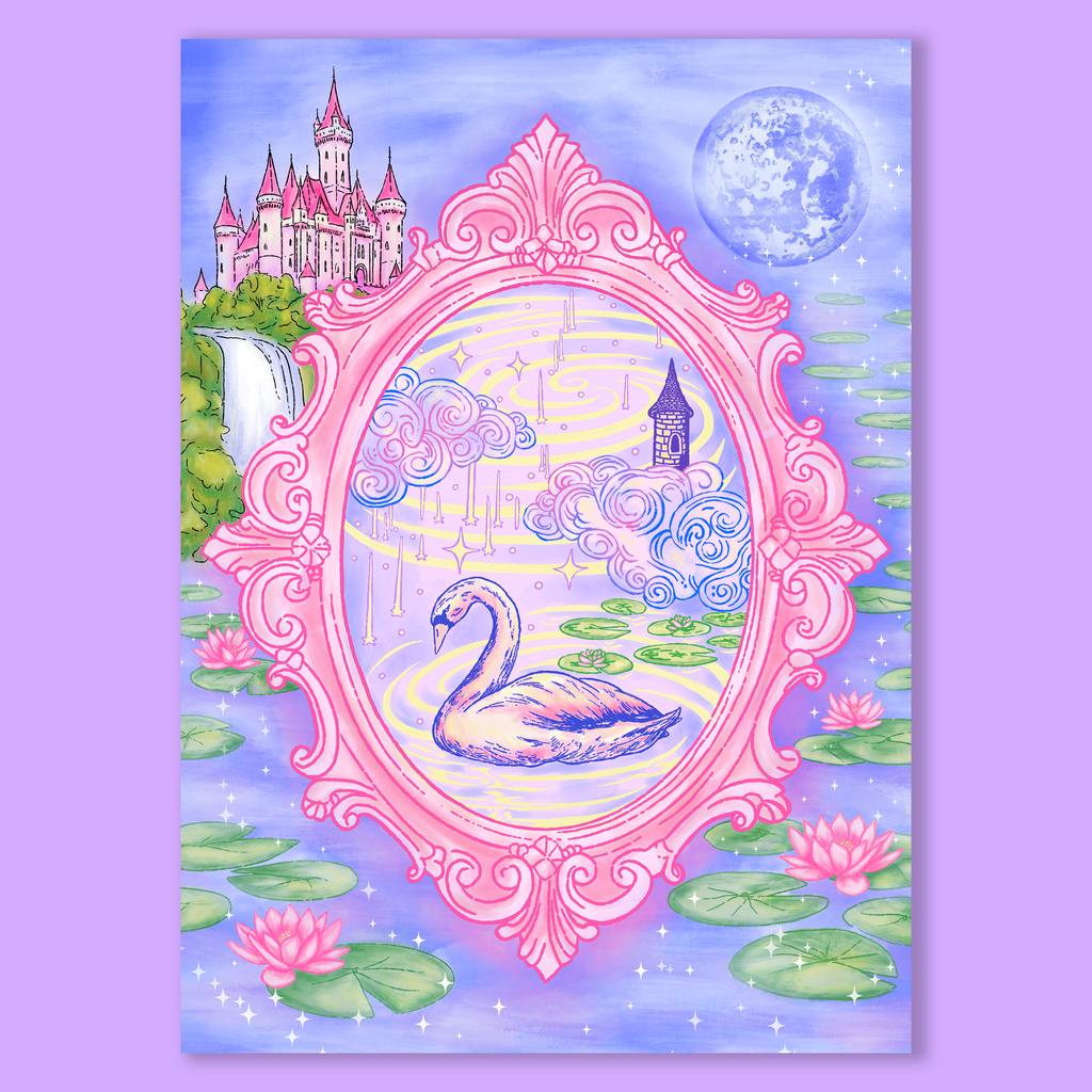Swan Dreamscape Art Greeting Card