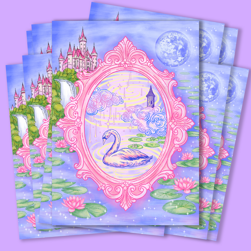 Swan Dreamscape Art Greeting Card