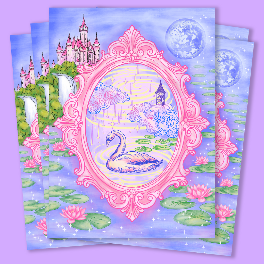 Swan Dreamscape Art Greeting Card