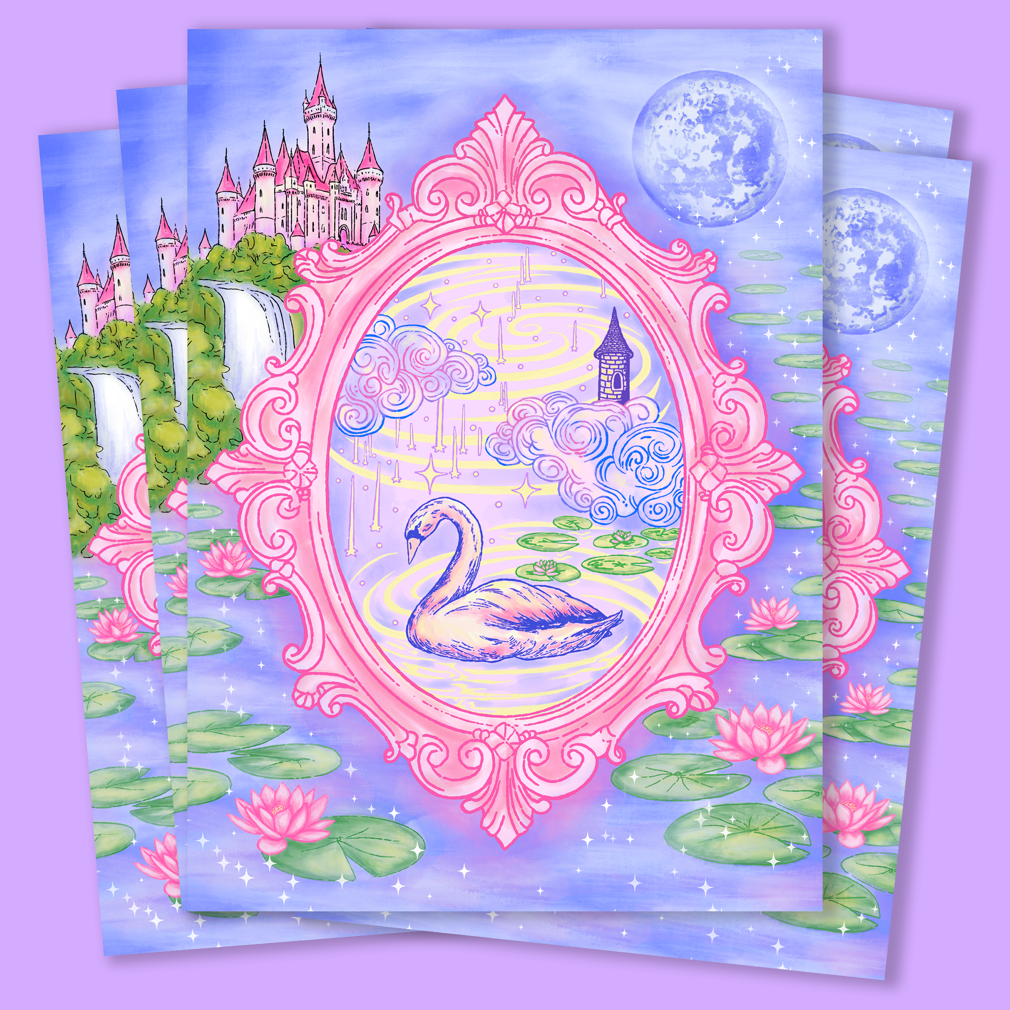 Swan Dreamscape Art Greeting Card