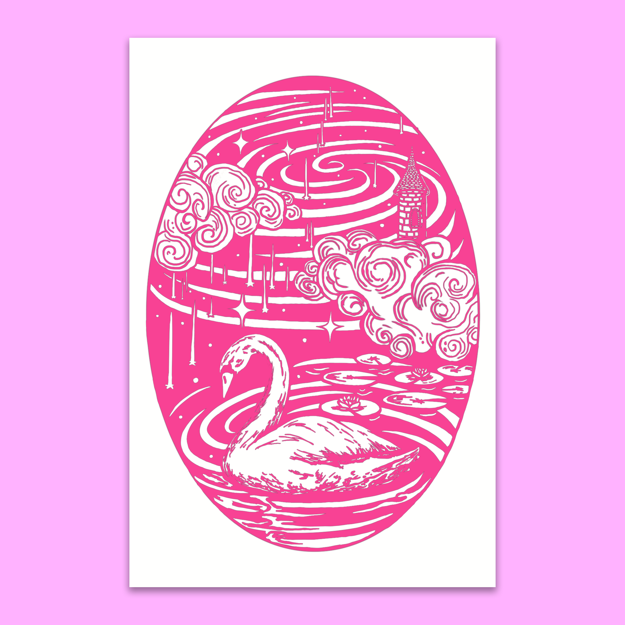 Swan Linocut Print